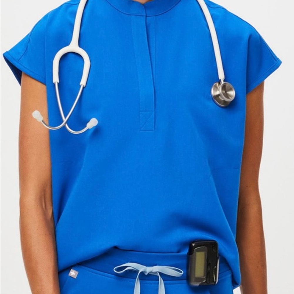 Figs Blue Medical Scrub Top